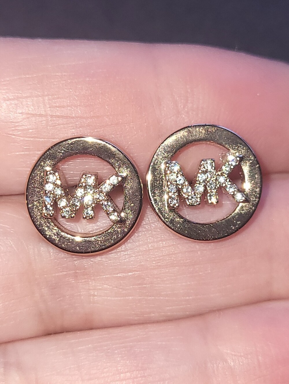 Michael Kors Gold Tone Stud Rhinestone Earrings